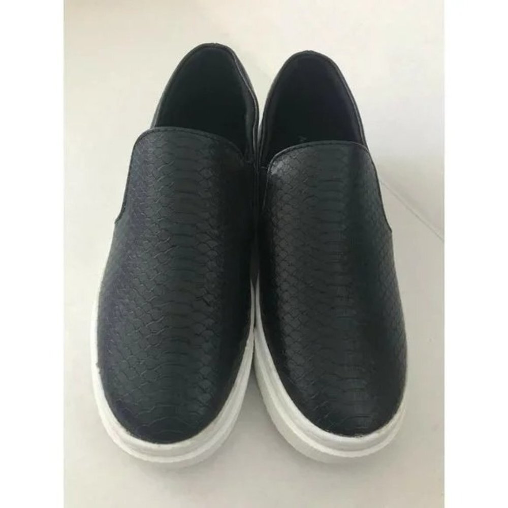 New Arizona Jean Co Symphony Black Faux Snake Skin Slip-On Shoes Loafers